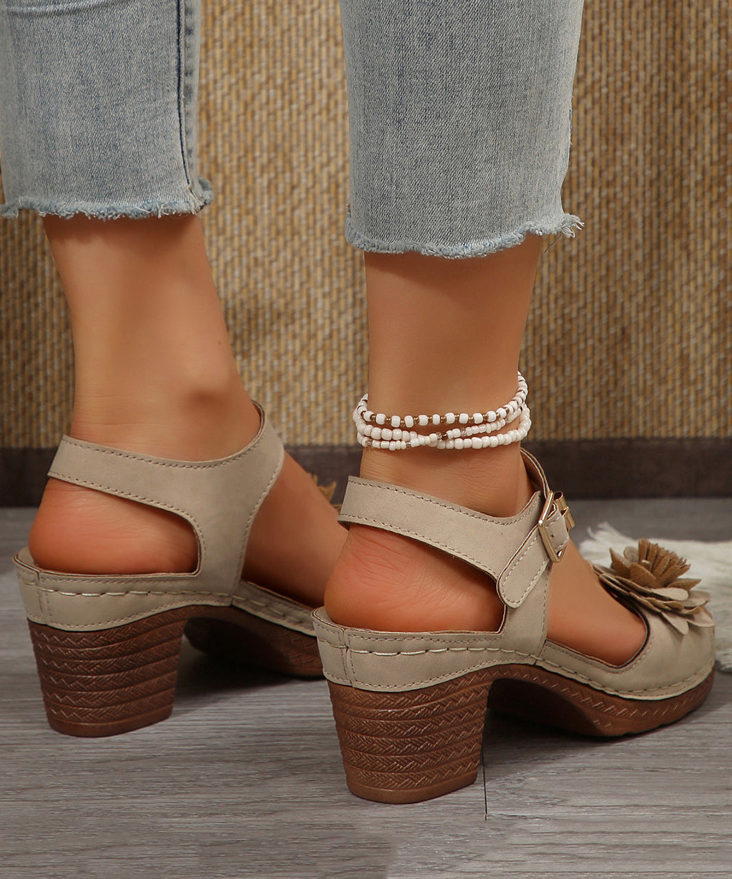 Dames Sandalen Bloemen Design Chunky 4