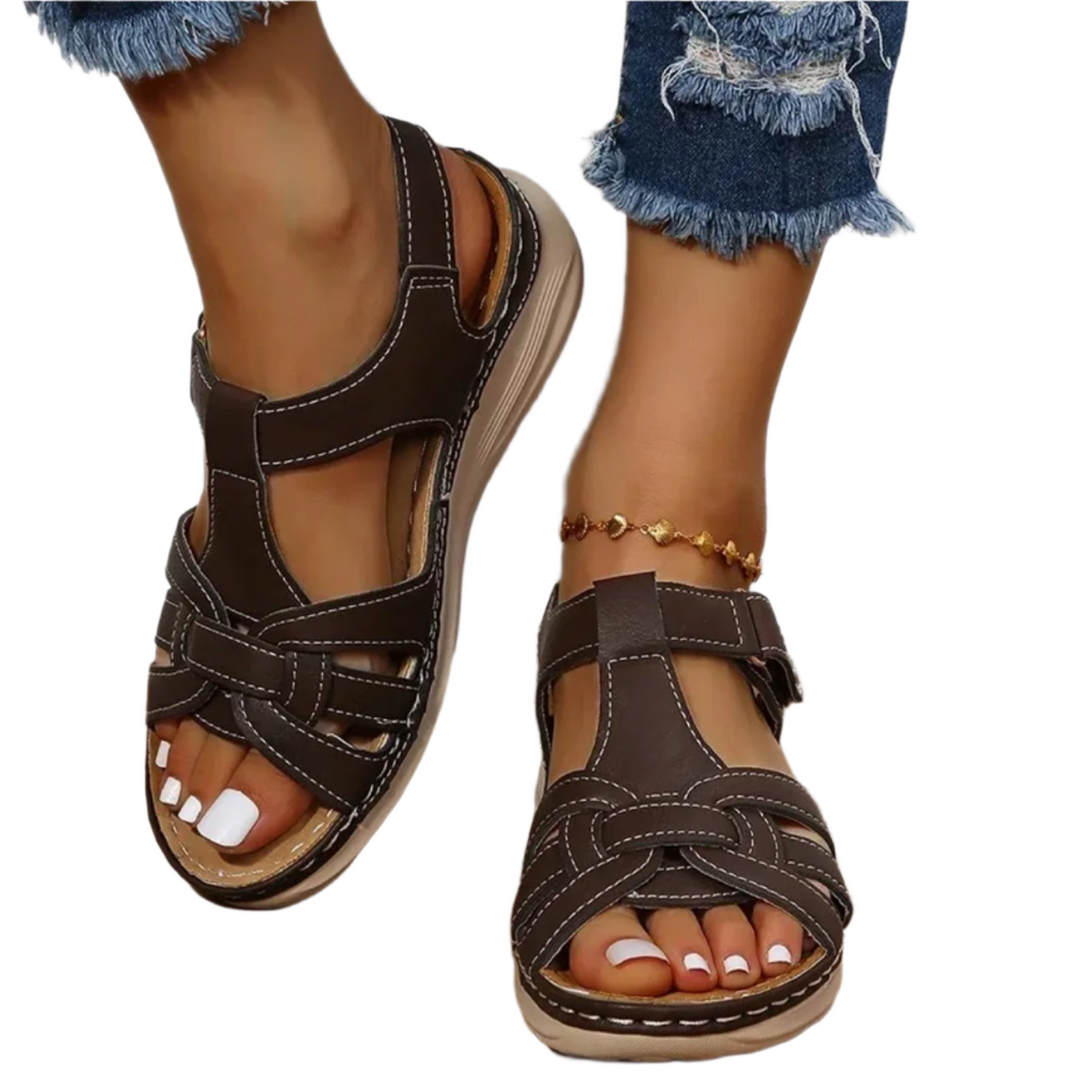 Dames Sandalen Comfortabel Met Brede Banden - Lichtgewicht Design Met Zachte Voetboogondersteuning 0