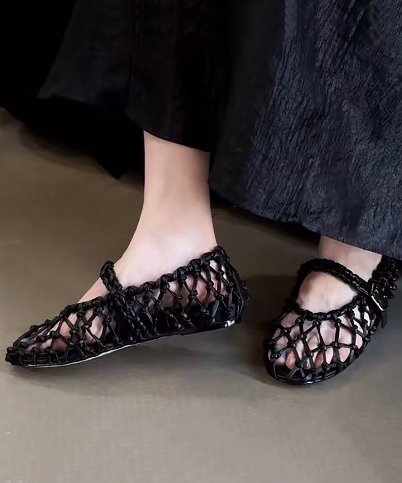 Dames Sandalen Geweven Uitgehold Met Gesp 2