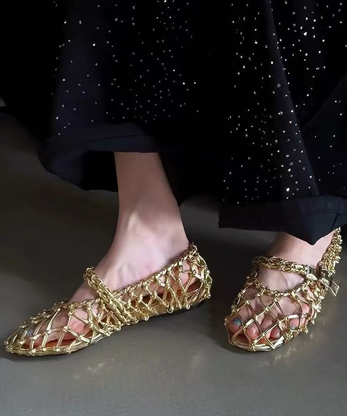 Dames Sandalen Geweven Uitgehold Met Gesp 3