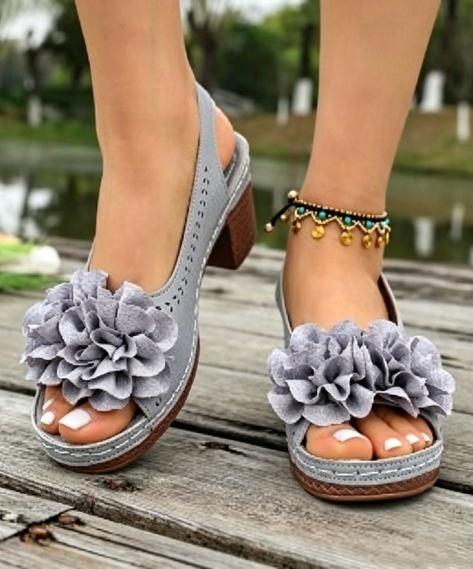Dames Sandalen Met Bloemenprint 3
