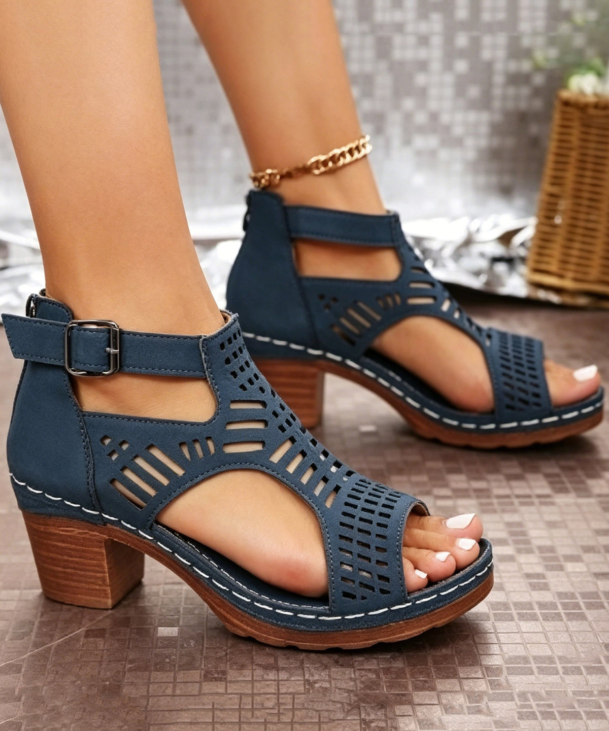 Dames Sandalen Met Dikke Hak 0