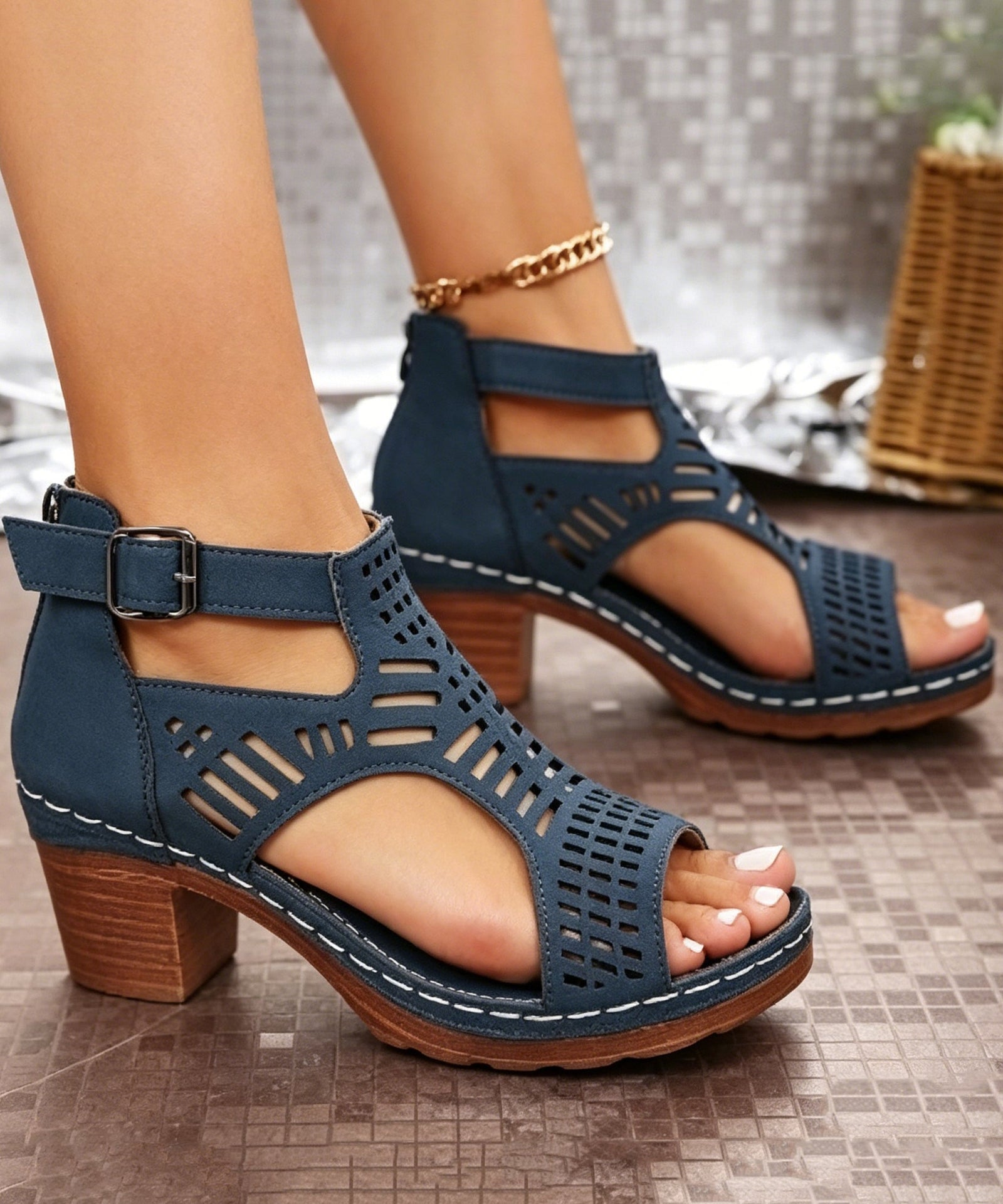 Dames Sandalen Met Dikke Hak 0