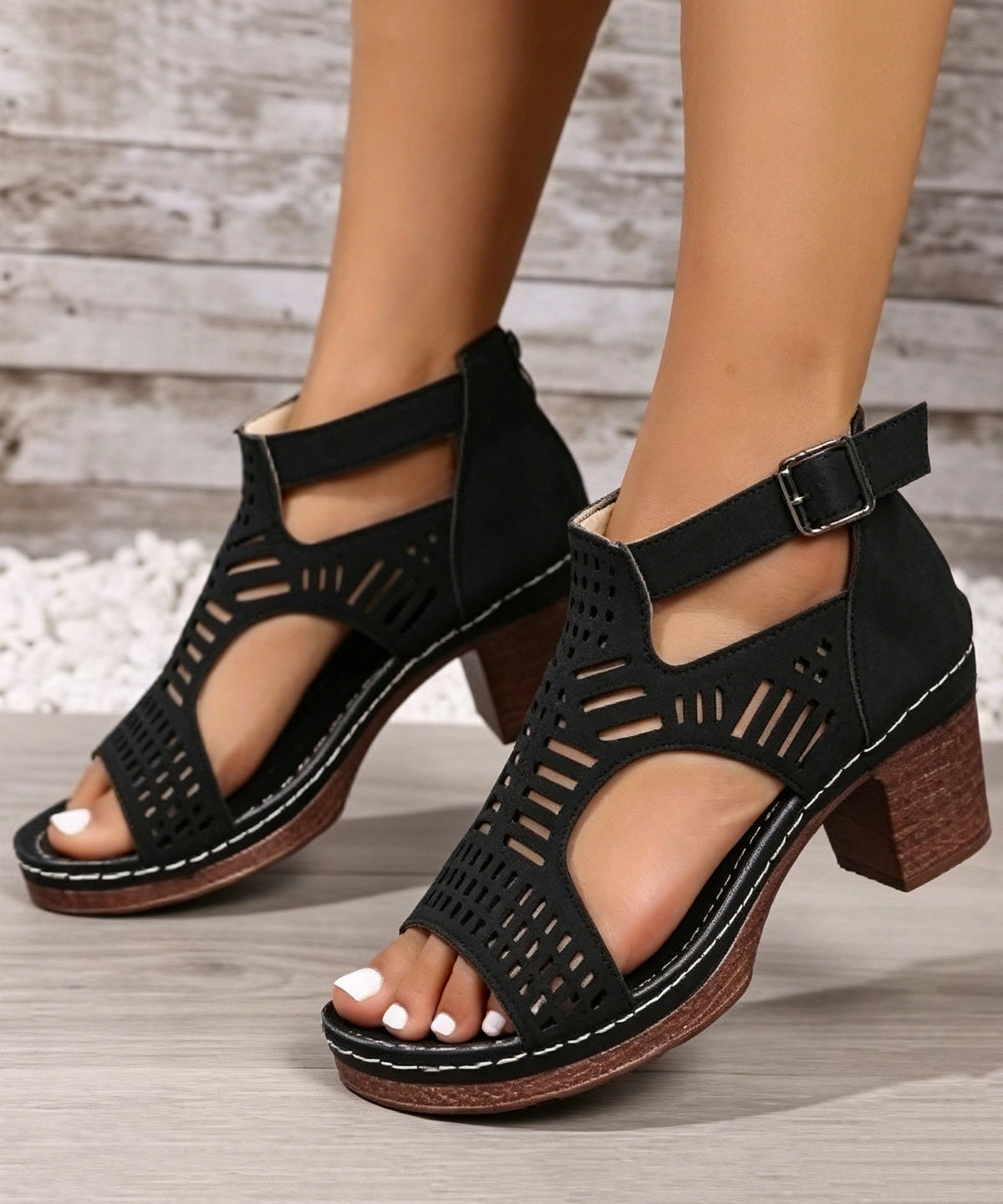 Dames Sandalen Met Dikke Hak 1