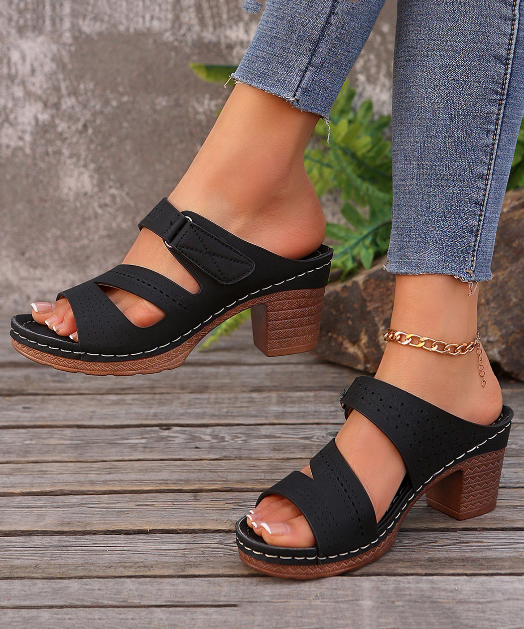 Dames Sandalen Met Dikke Hak 1