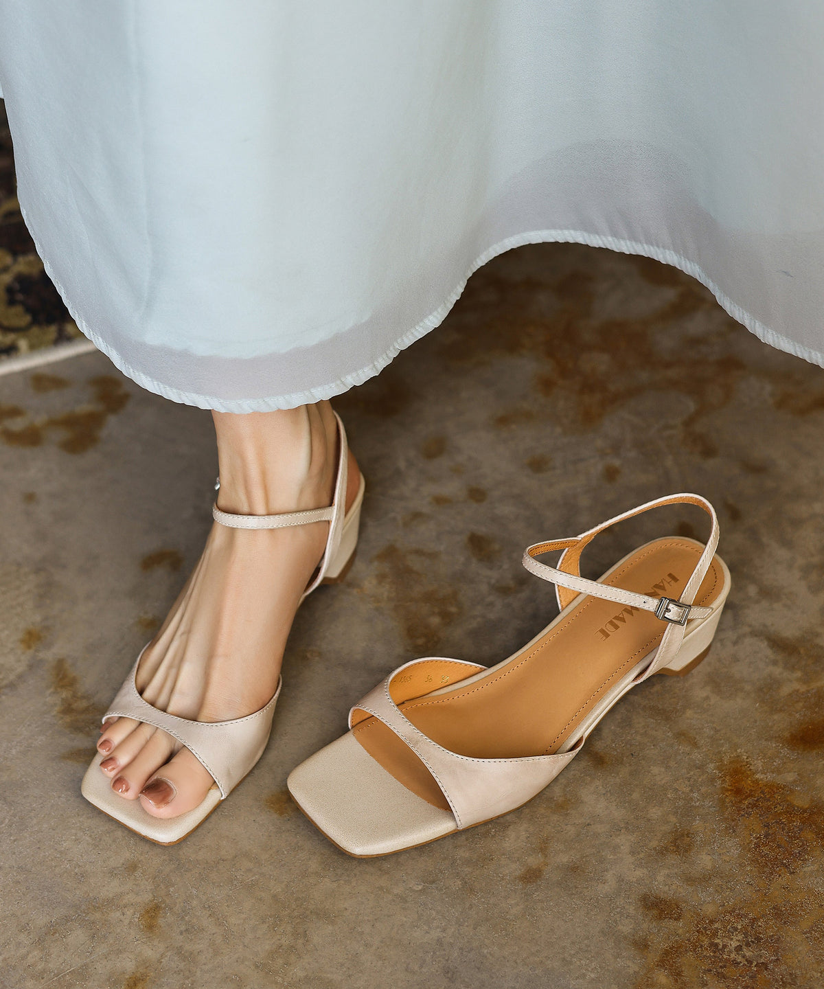 Dames Sandalen Peeptoe Met Dikke Hak 1