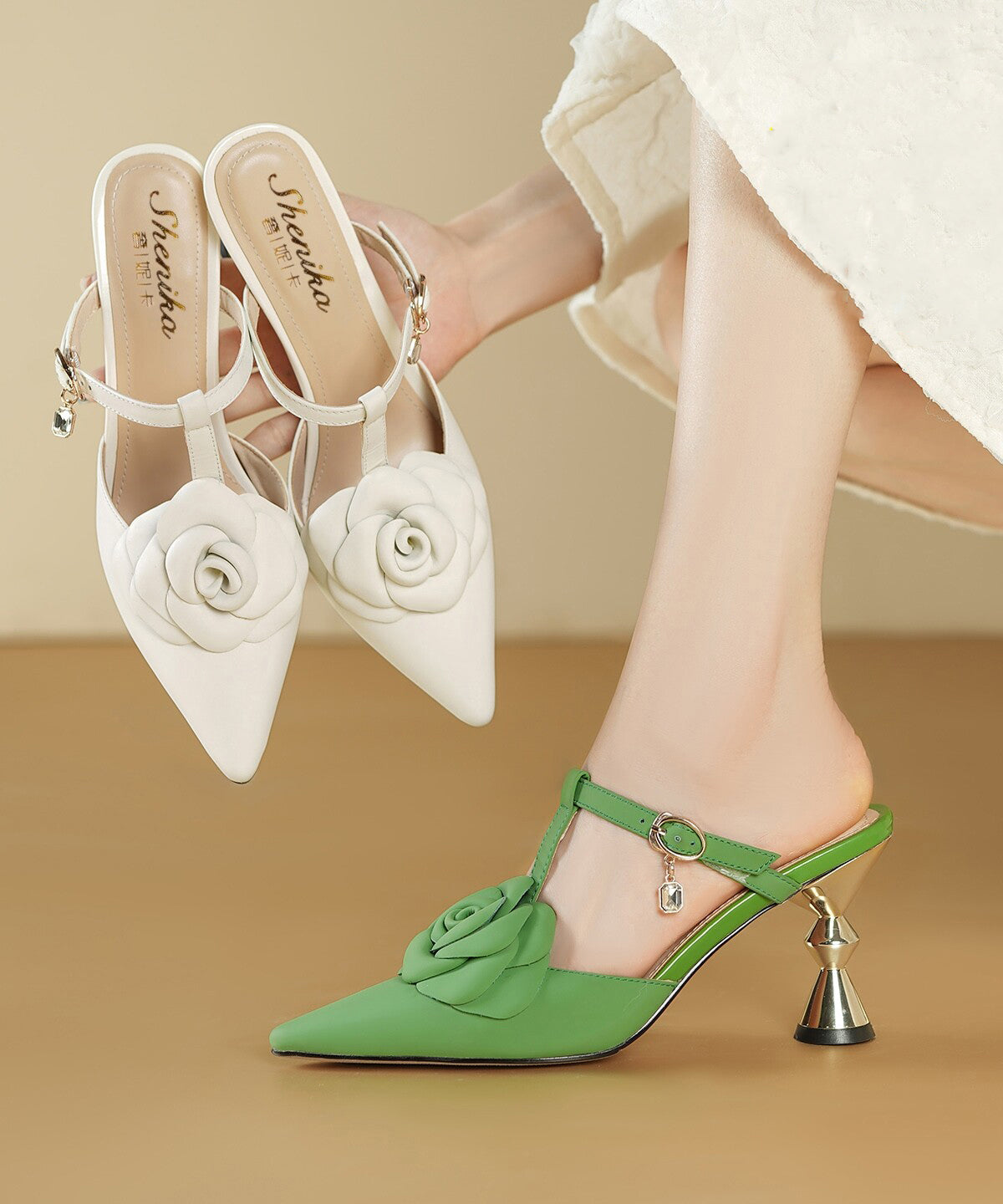 Dames Sandalen met Hoge Hak en Gesplitste Ontwerp 0