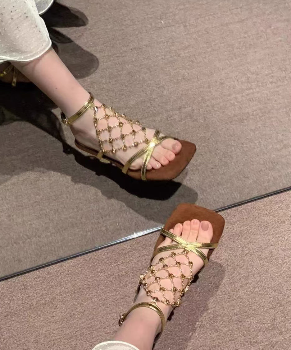 Dames Sandalen met Visnet en Dikke Hak 0