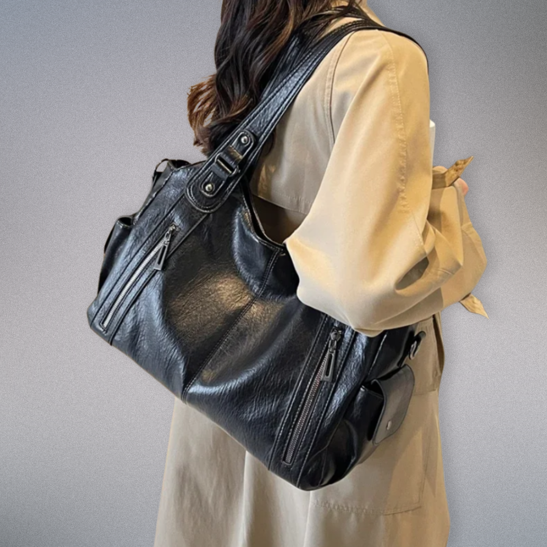 Dames Schoudertas Vegan Leer met Metalen Accenten 6