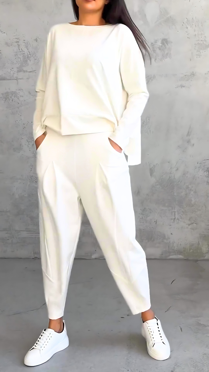 Dames Set Lange Mouwen en Broek Zachte Ademend Stof 0