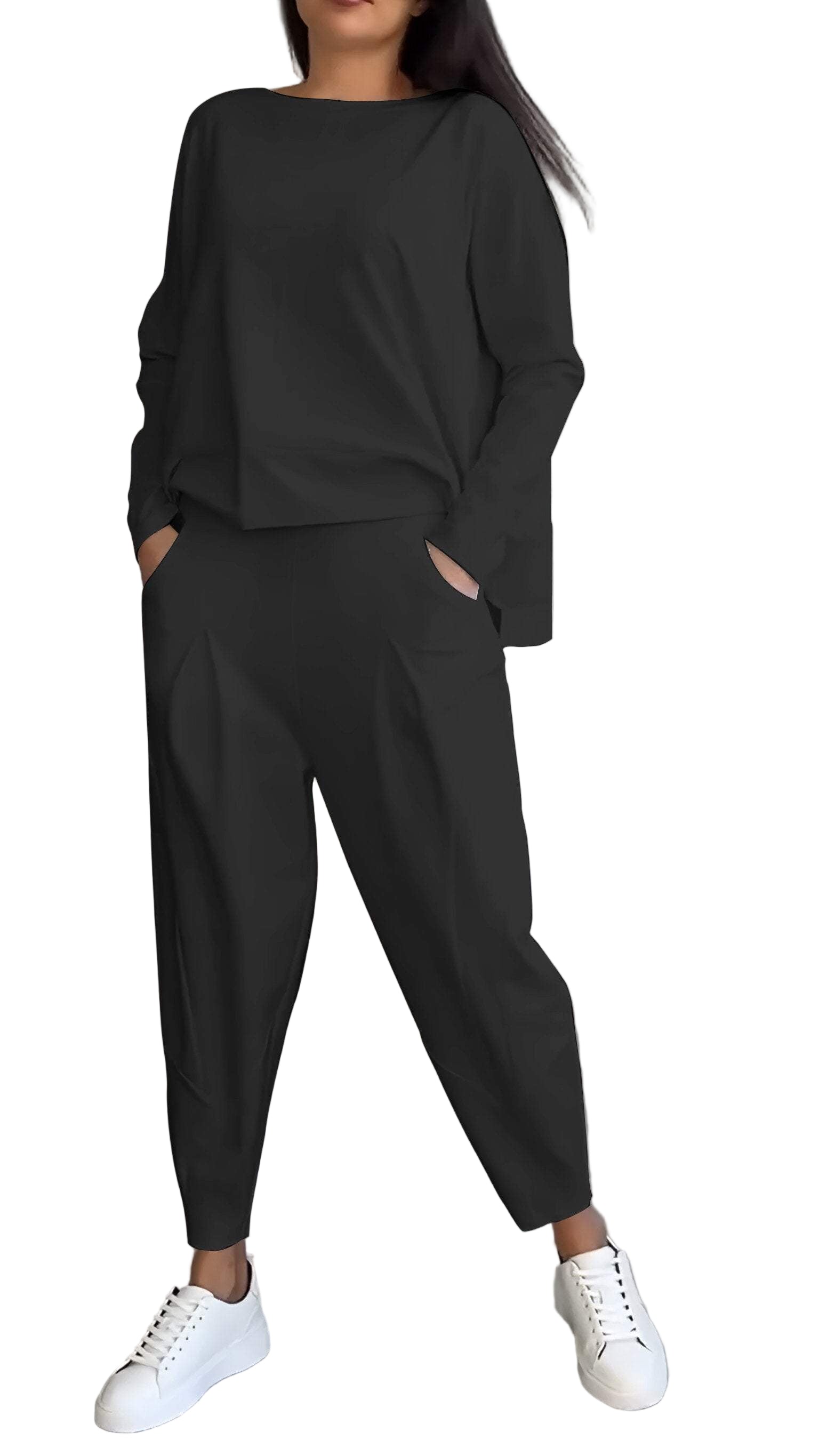 Dames Set Lange Mouwen en Broek Zachte Ademend Stof 4