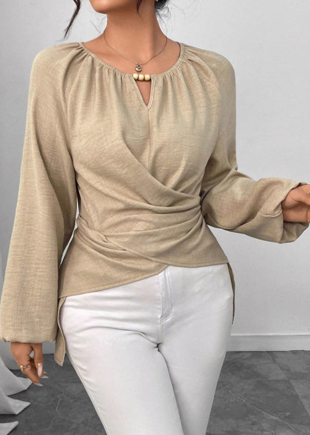 Dames Shirt Boho Stijl O-hals Laag Hoog Design 0