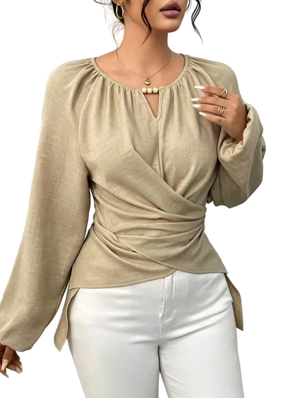 Dames Shirt Boho Stijl O-hals Laag Hoog Design 2