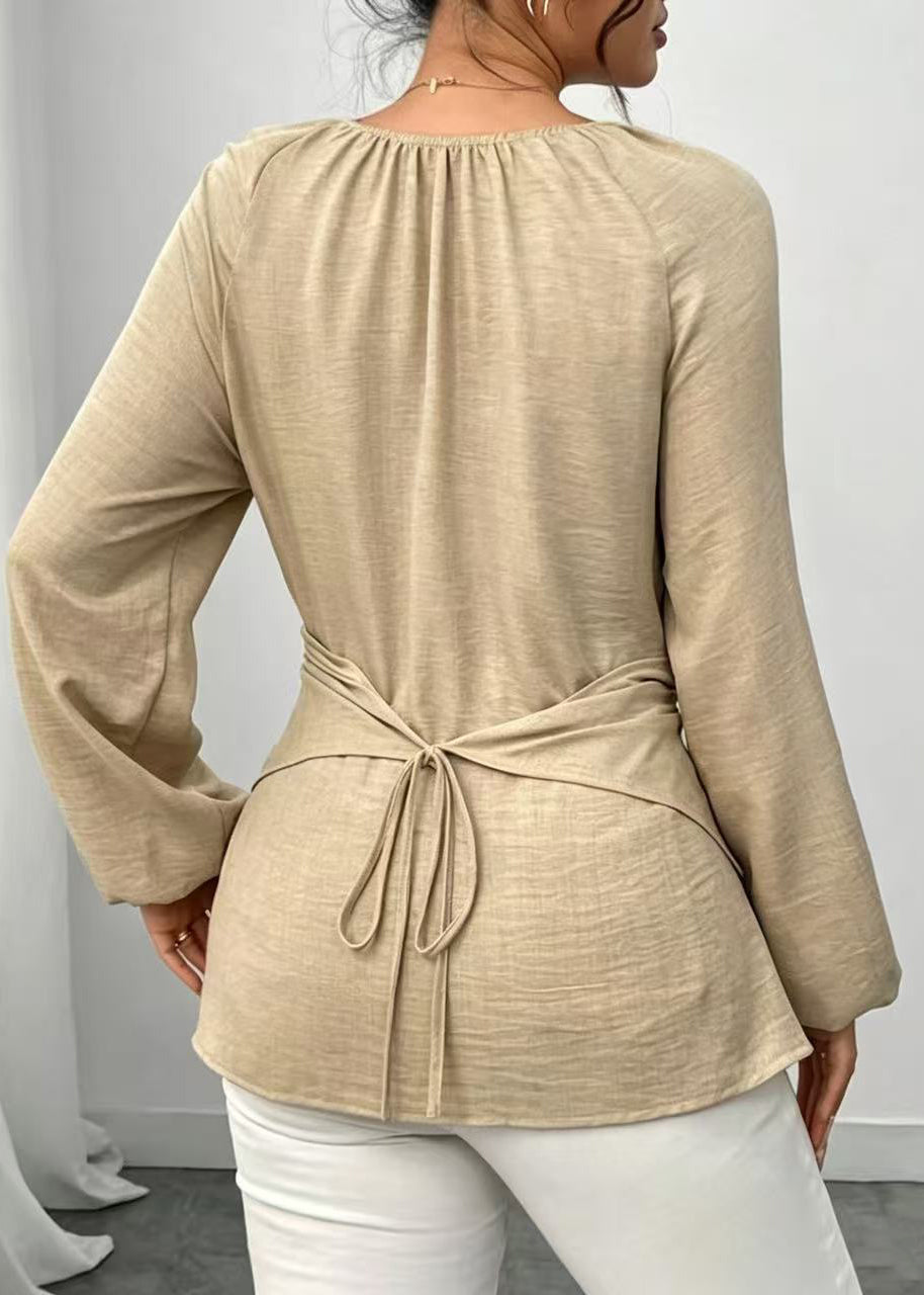 Dames Shirt Boho Stijl O-hals Laag Hoog Design 3