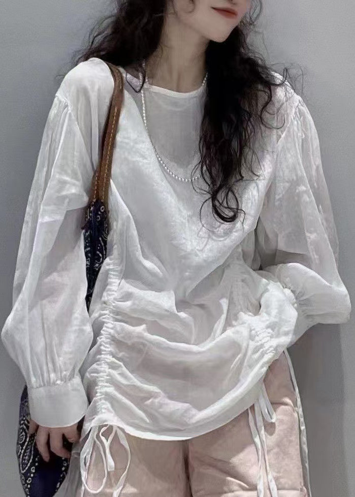 Dames Shirt Met O-hals En Lange Mouwen Casual Top 0