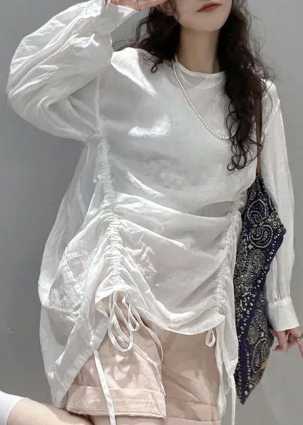 Dames Shirt Met O-hals En Lange Mouwen Casual Top 2
