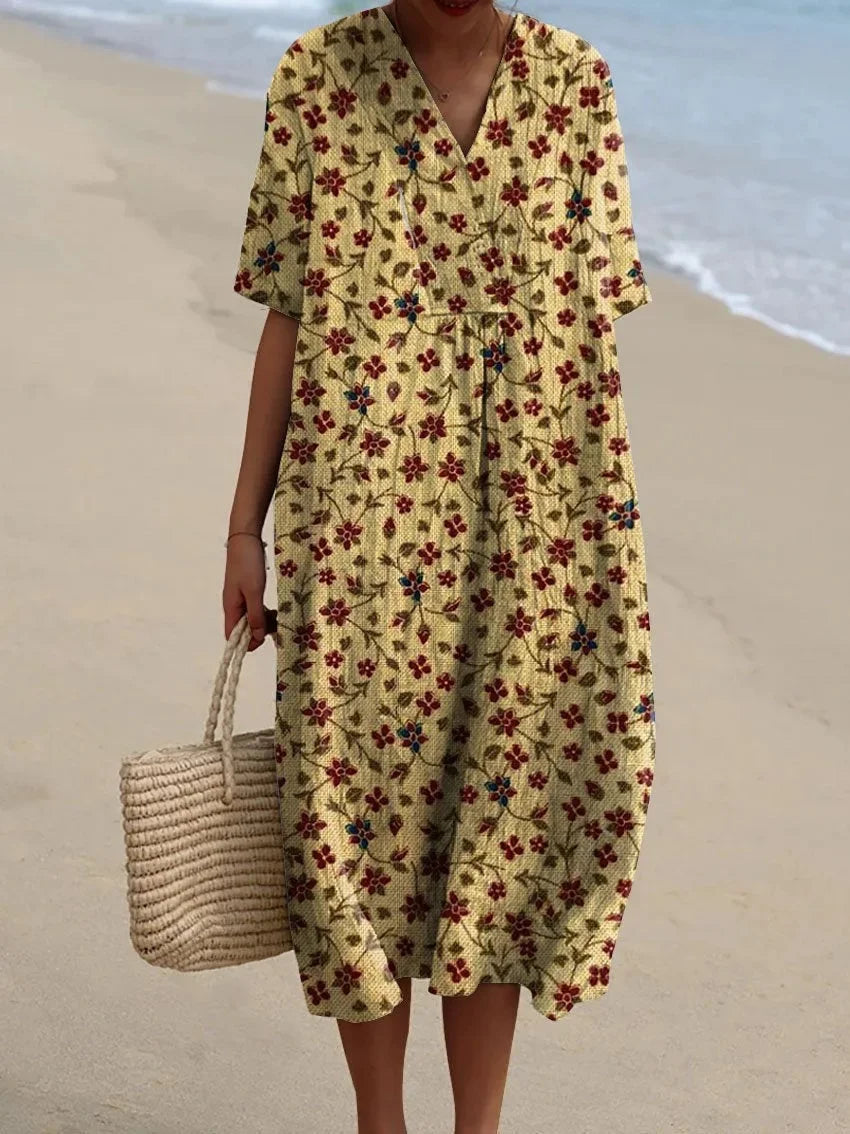 Dames Shirtjurk Korte Mouwen Plus Size Ademend Oceaanmotief Casual Zomerjurkjes 15