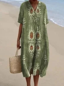 Dames Shirtjurk Korte Mouwen Plus Size Ademend Oceaanmotief Casual Zomerjurkjes 17