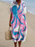 Dames Shirtjurk Korte Mouwen Plus Size Ademend Oceaanmotief Casual Zomerjurkjes 29