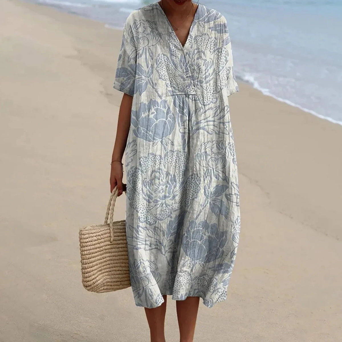 Dames Shirtjurk Met Korte Mouwen Bloemenprint Met Zak 8