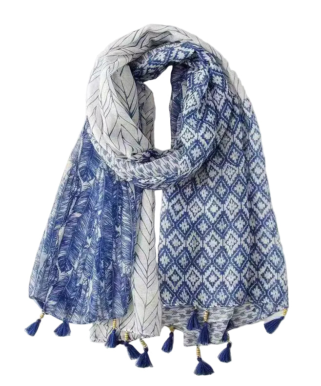 Dames Sjaal Boheemse Etnische Print Met Kwastjes 1