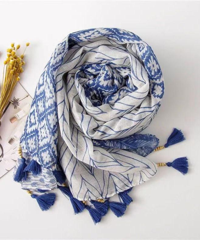Dames Sjaal Boheemse Etnische Print Met Kwastjes 2