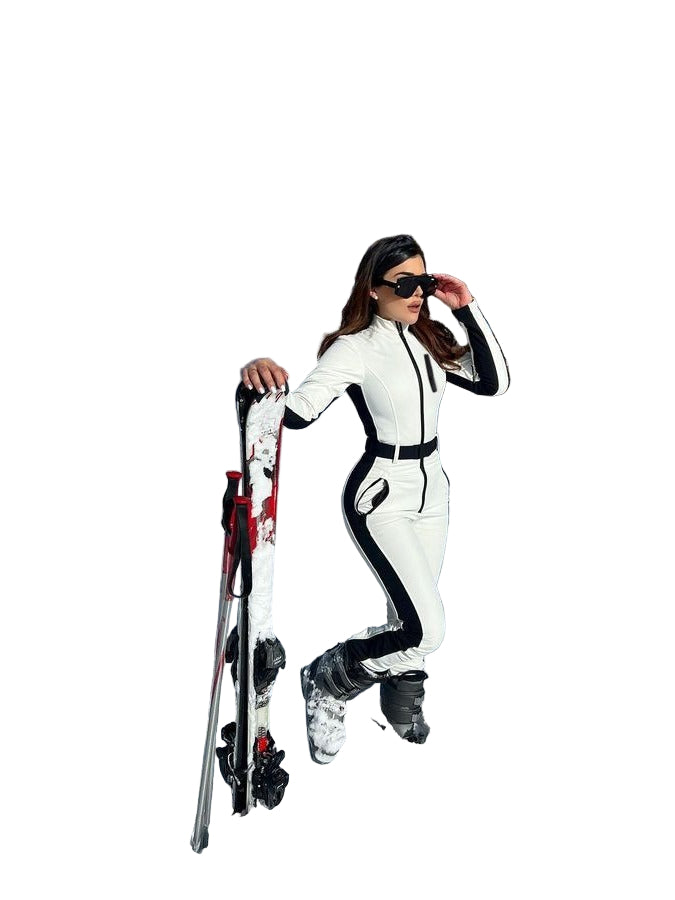 Dames Ski Outfit Modieus Met Flatterende Tailleriem 0
