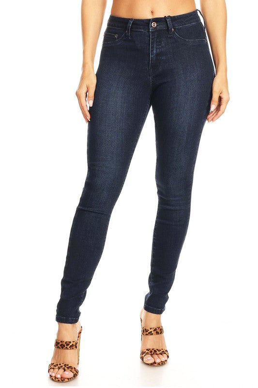 Dames Skinny Jeans Hoge Taille Denim Indigo 1