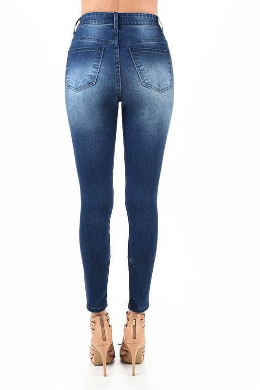 Dames Skinny Jeans Hoge Taille Moto Denim 3