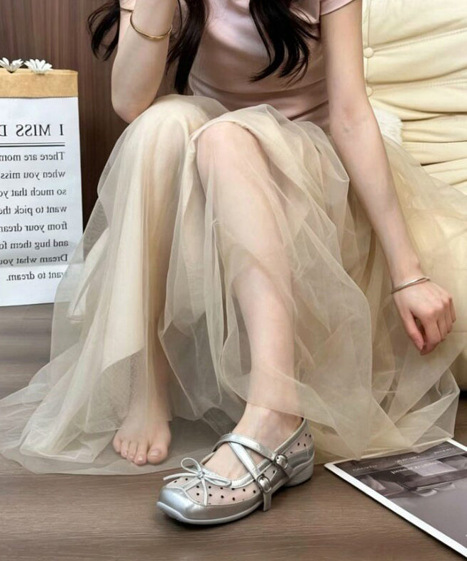 Dames Sleehak Schoenen met Strik en Tule Details 0