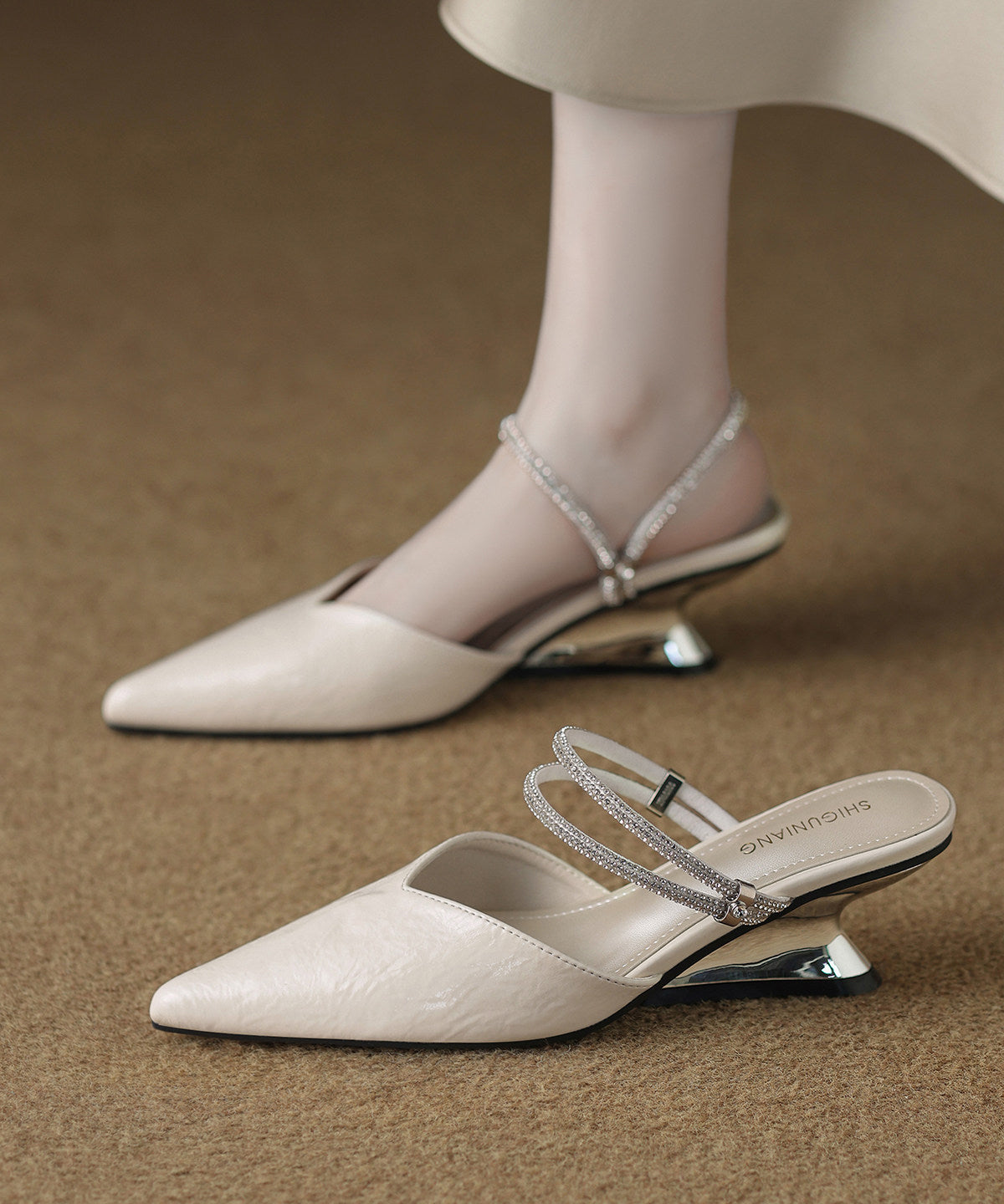Dames Slide Sandalen Met Puntige Neus 3
