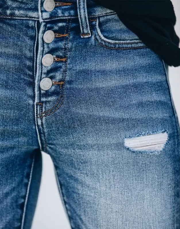 Dames Slim-Fit Denim Jeans Gescheurd 4