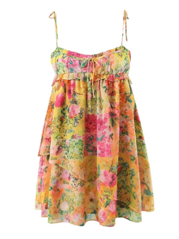 Dames Sling Dress Met Kleurblok en Bloemenprint 4