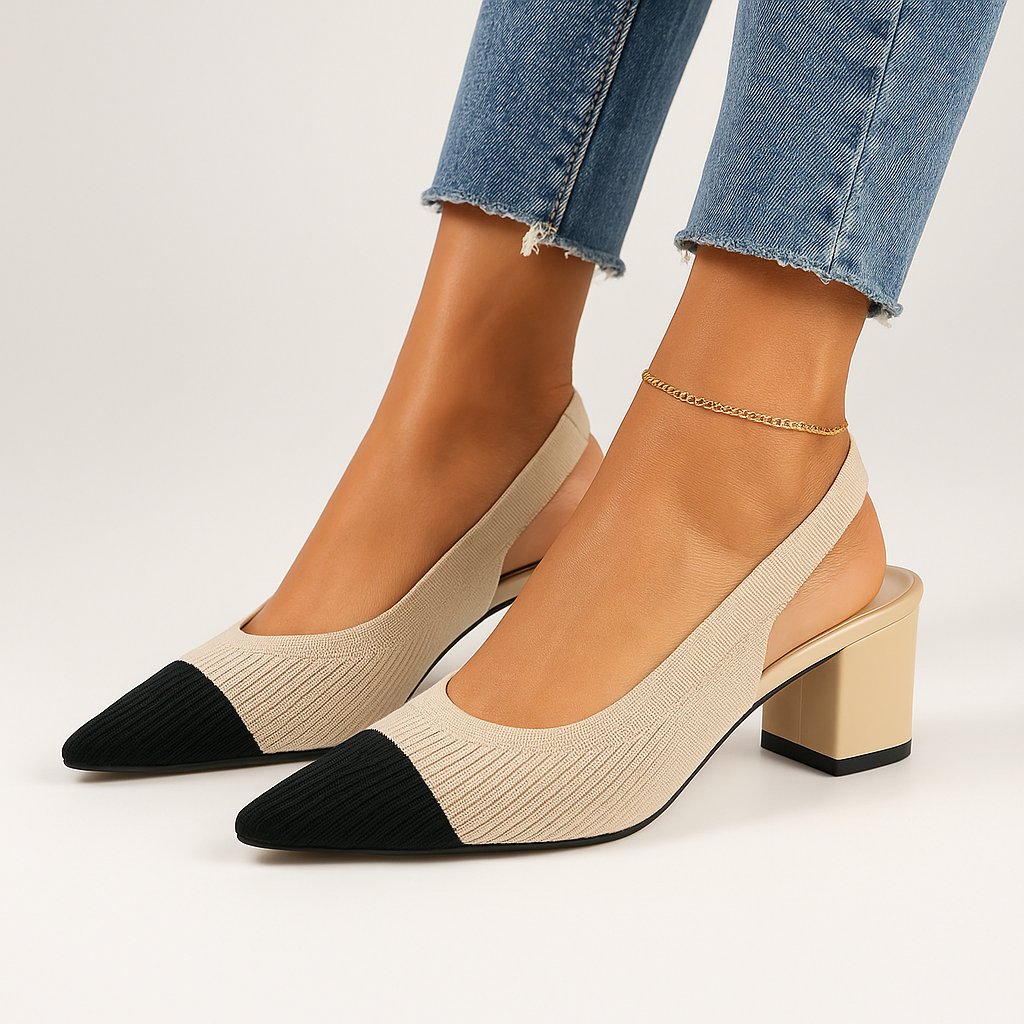 Dames Slingback Hakken Puntige Neus Met Blokhak 1