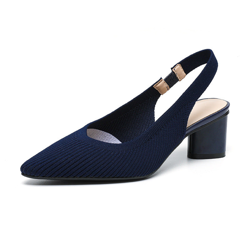 Dames Slingback Hakken Puntige Neus Met Blokhak 5