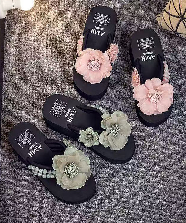 Dames Slippers met Bloem Motief en Platform 0