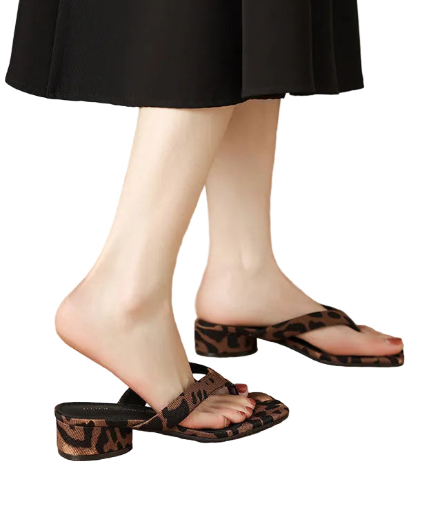 Dames Slippers met Dikke Hak en Luipaardprint 3