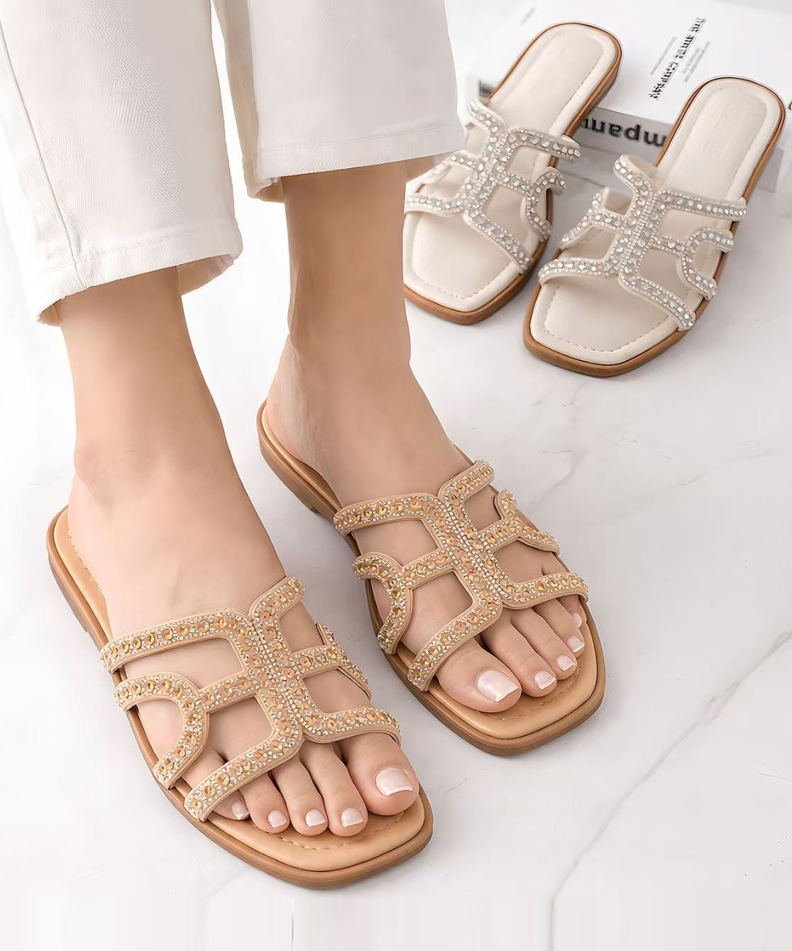 Dames Slippers met Strass Accenten 0