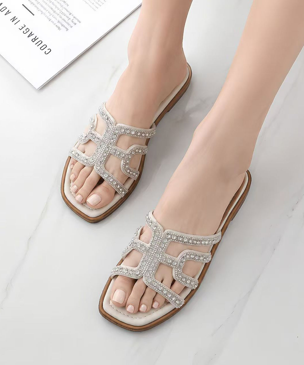 Dames Slippers met Strass Accenten 1