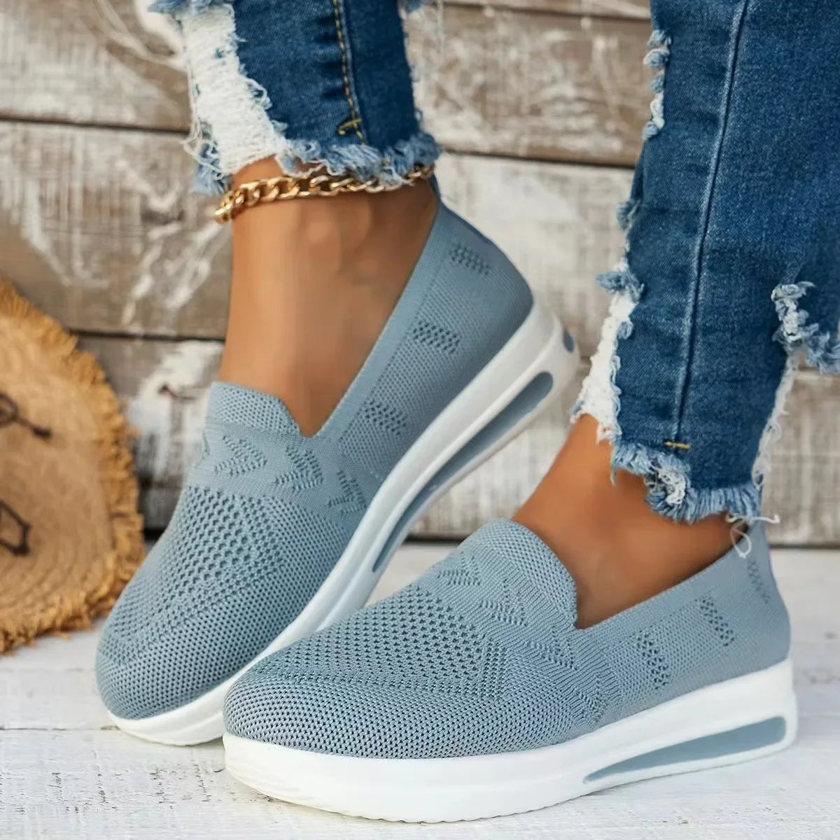 Dames Sneakers Ademend Gebreid Mesh Casual Schoenen 1