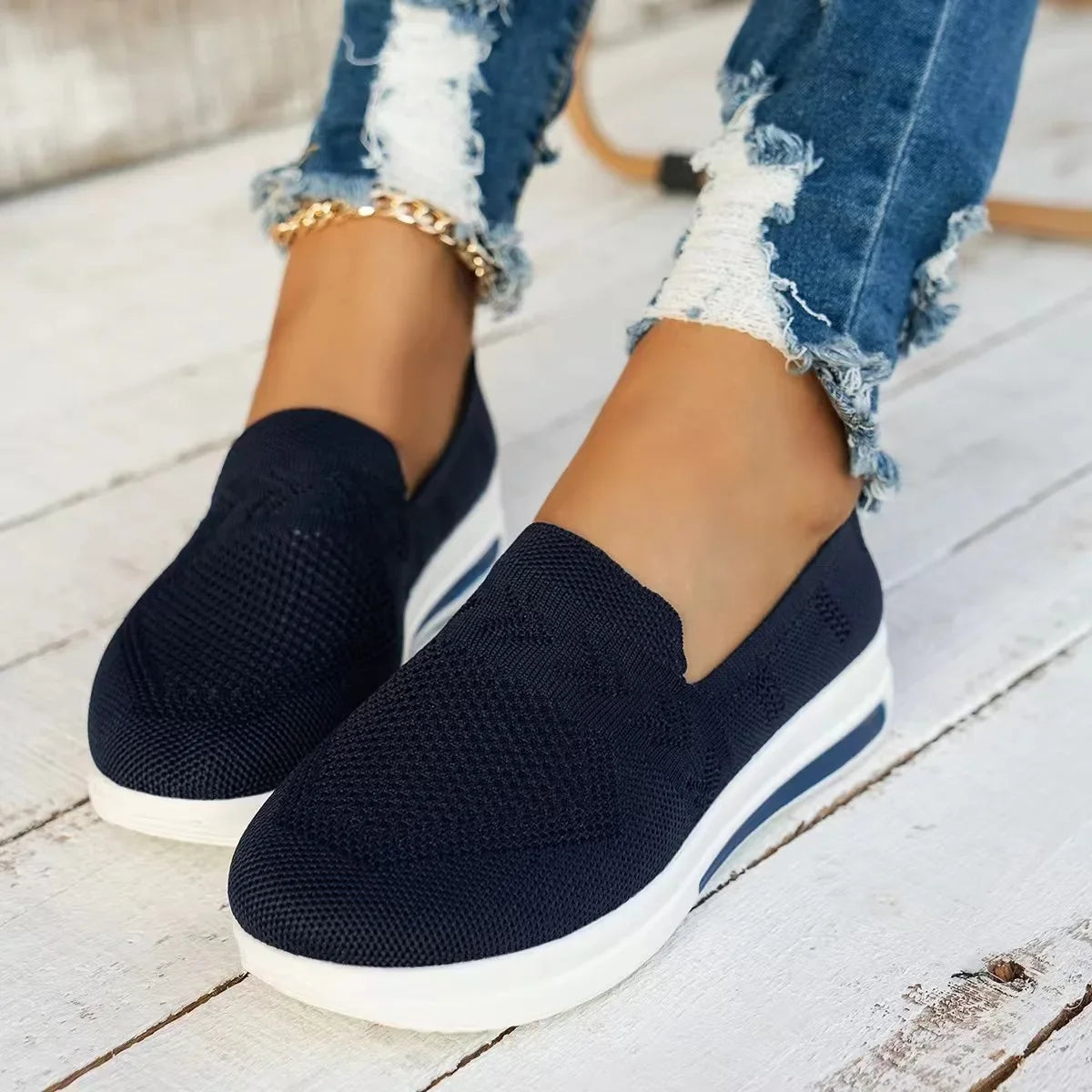 Dames Sneakers Ademend Gebreid Mesh Casual Schoenen 3