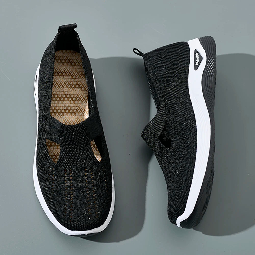 Dames Sneakers Ademend Mesh Casual Schoenen Antislip Flat Geweven Schoenen 1