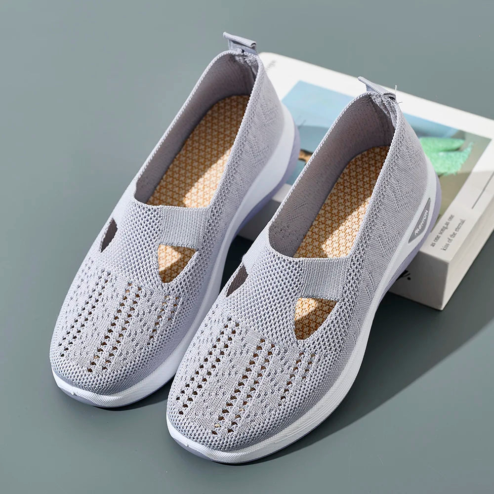 Dames Sneakers Ademend Mesh Casual Schoenen Antislip Flat Geweven Schoenen 4