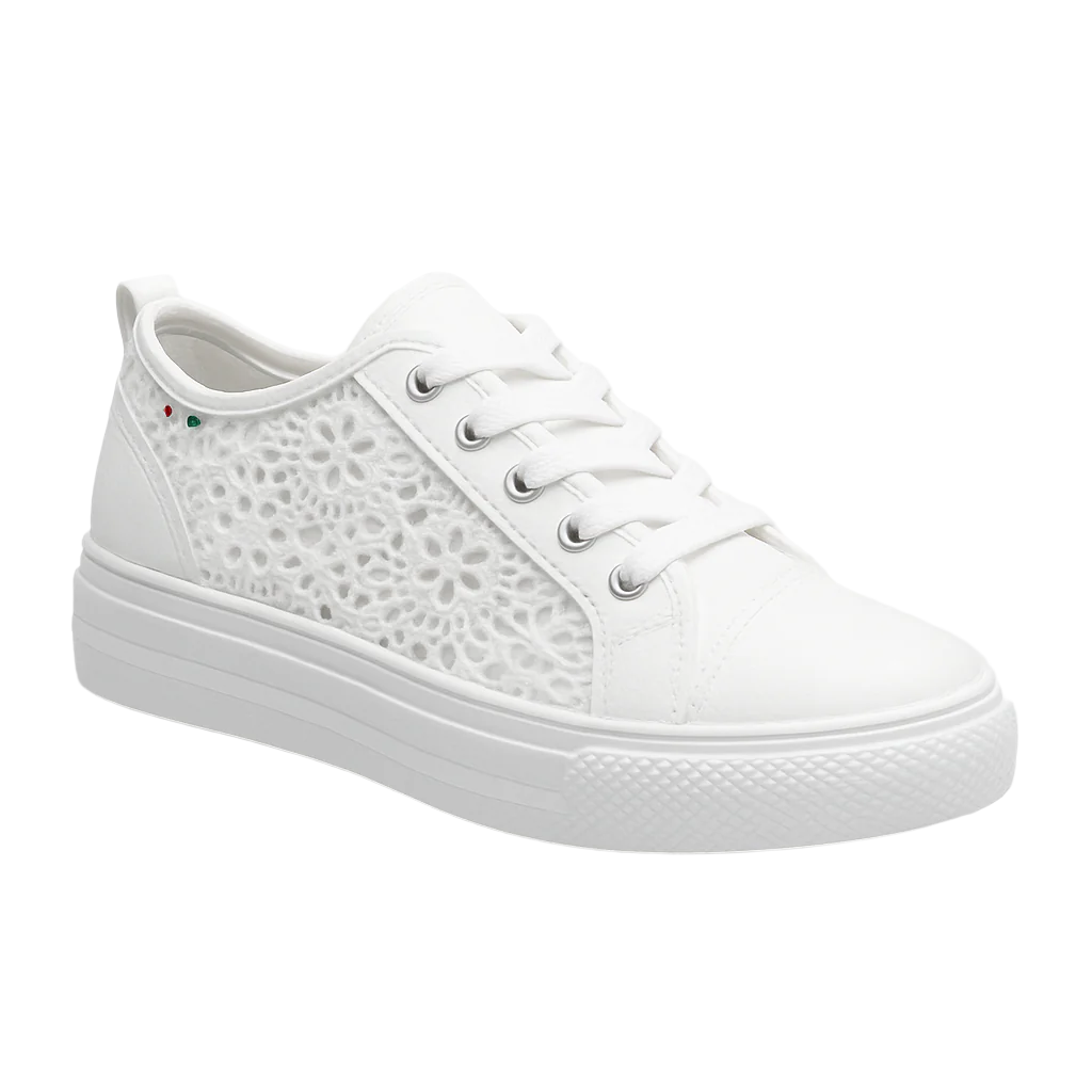 Dames Sneakers Gehaakt met Vetersluiting en Verstevigde Hiel 0