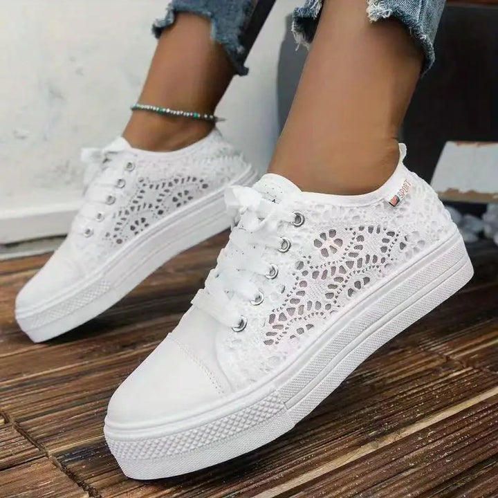 Dames Sneakers Gehaakt met Vetersluiting en Verstevigde Hiel 2