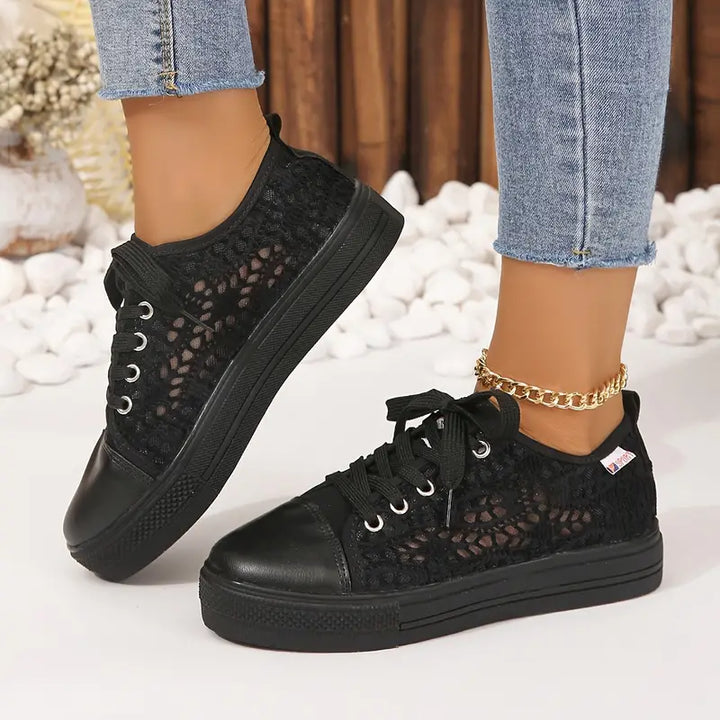 Dames Sneakers Gehaakt met Vetersluiting en Verstevigde Hiel 3