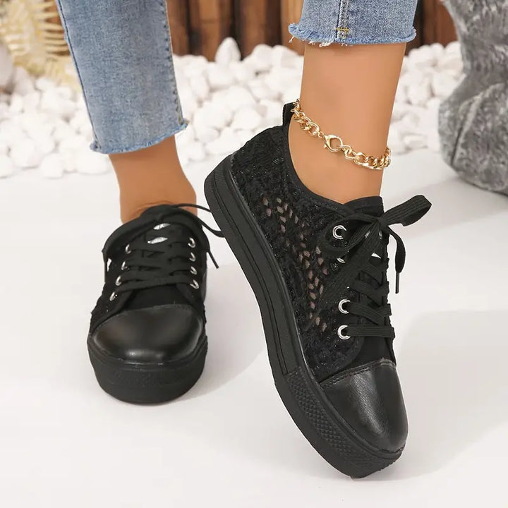 Dames Sneakers Gehaakt met Vetersluiting en Verstevigde Hiel 4