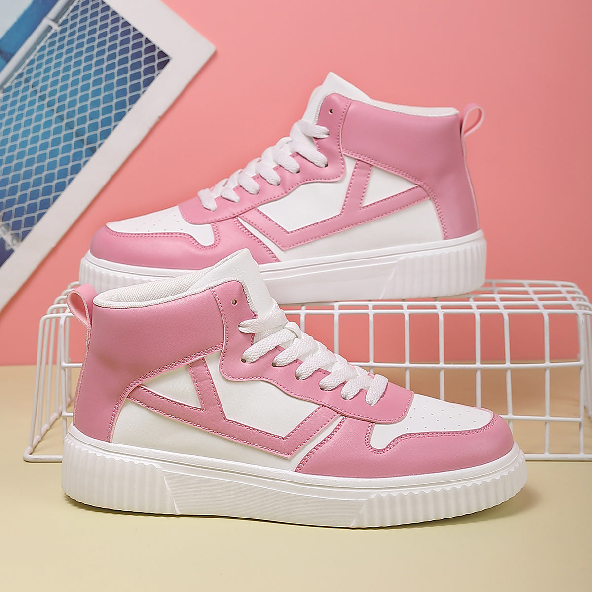 Dames Sneakers Hoog Gesloten Met Trendy Design 0