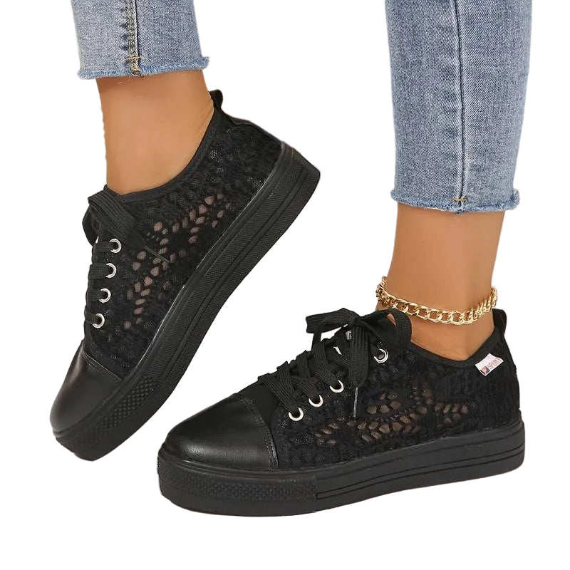 Dames Sneakers Vetersluiting Stijlvol 0