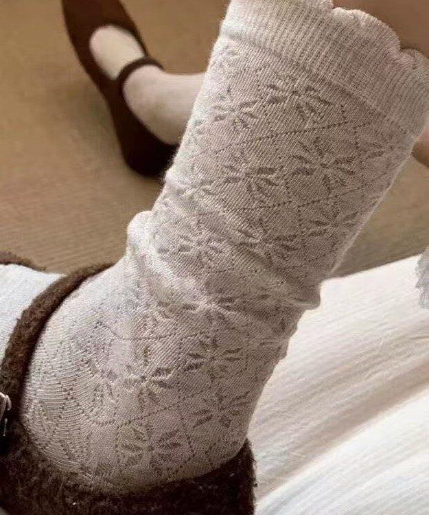Dames Sokken Met Uitgeholde Gegolfde Jacquardstijl Casual Kuithoogte 2